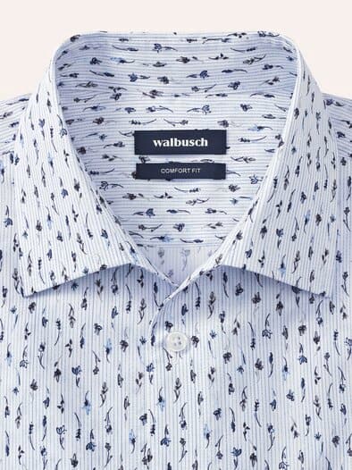 Extraglatt-Hemd Walbusch-Kragen Blumen Druck