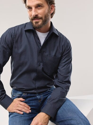 Extraglatt-Hemd Walbusch-Kragen Minimal Druck