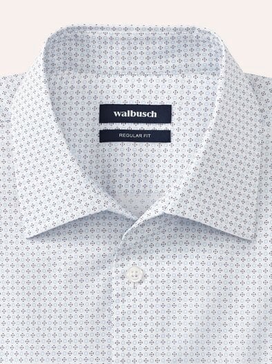 Extraglatt-Hemd Walbusch-Kragen Druck Weiß