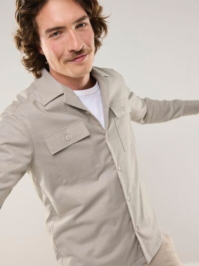 Gefüttertes Overshirt aus Flanell Karo Beige