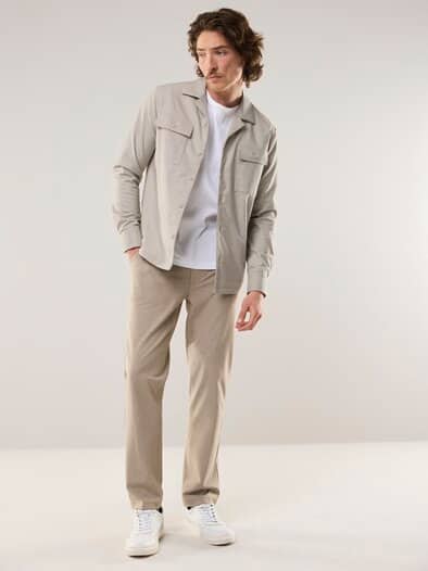 Gefüttertes Overshirt aus Flanell Karo Beige