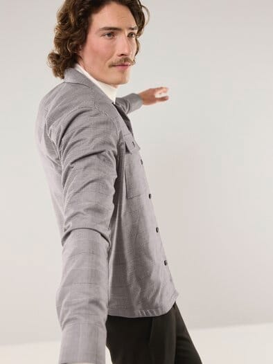 Gefüttertes Overshirt aus Flanell Karo Anthrazit