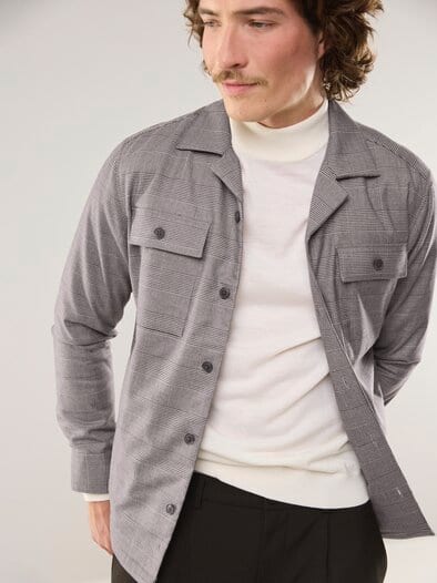 Gefüttertes Overshirt aus Flanell Karo Anthrazit
