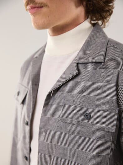 Gefüttertes Overshirt aus Flanell Karo Anthrazit