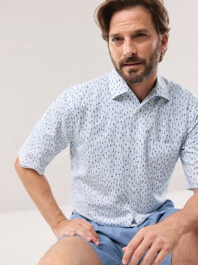 Extraglatt-Hemd Walbusch-Kragen Blumen Druck