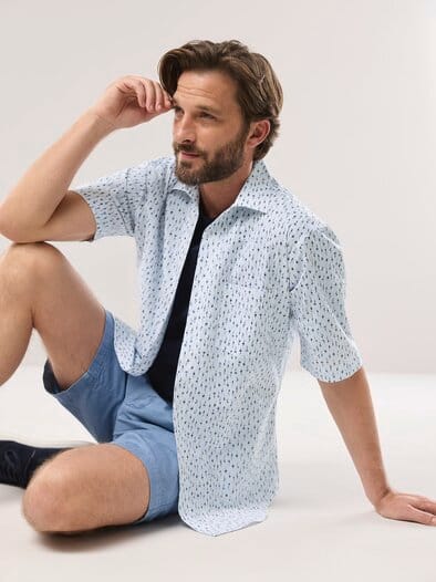 Extraglatt-Hemd Walbusch-Kragen Blumen Druck