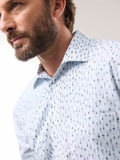 Extraglatt-Hemd Walbusch-Kragen Blumen Druck