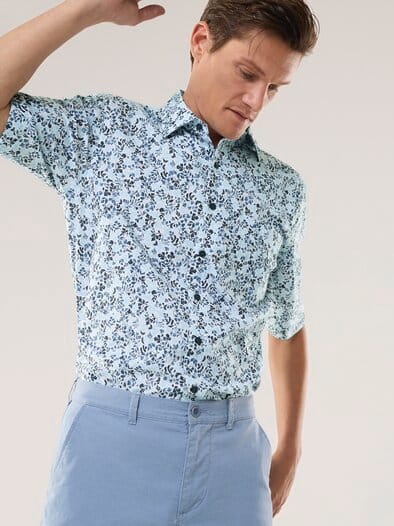 Extraglatt-Hemd Kent-Kragen Blätter Druck