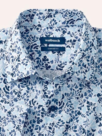 Extraglatt-Hemd Kent-Kragen Blätter Druck