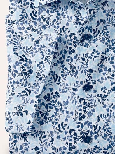 Extraglatt-Hemd Kent-Kragen Blätter Druck