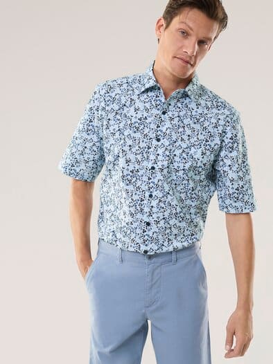 Extraglatt-Hemd Kent-Kragen Blätter Druck