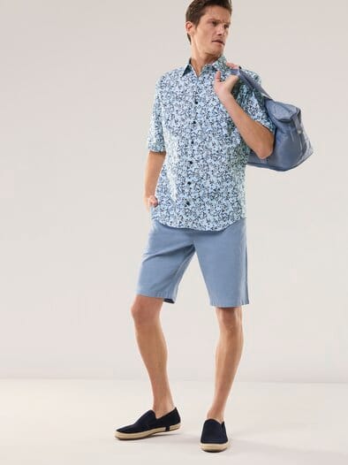 Extraglatt-Hemd Kent-Kragen Blätter Druck