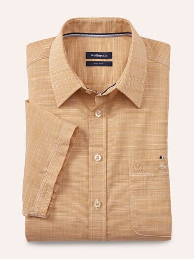 Tropical Kurzarm-Hemd Uni Gelb