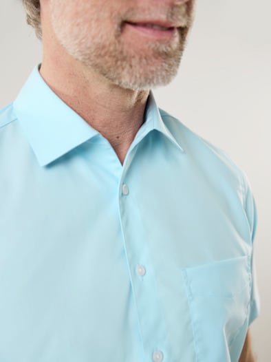 Extraglatt-Hemd Walbusch-Kragen Hellblau