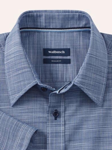 Tropical Kurzarm-Hemd Uni Marine