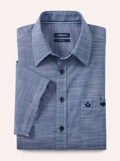 Tropical Kurzarm-Hemd Uni Marine