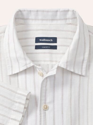 Leinen-Mix Revers-Kragen-Hemd Streifen Natur