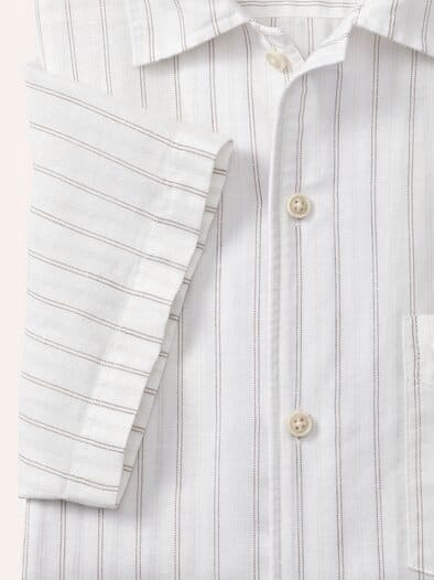 Leinen-Mix Revers-Kragen-Hemd Streifen Natur