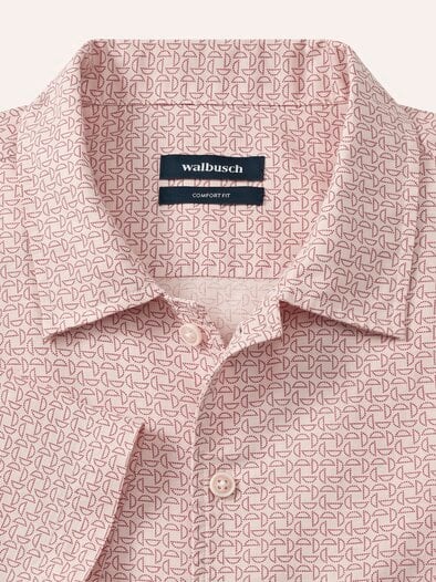 Leinen-Mix Revers-Kragen-Hemd Druck Rot