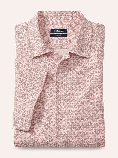 Leinen-Mix Revers-Kragen-Hemd Druck Rot