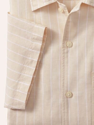 Leinen-Mix Revers-Kragen-Hemd Streifen Natur