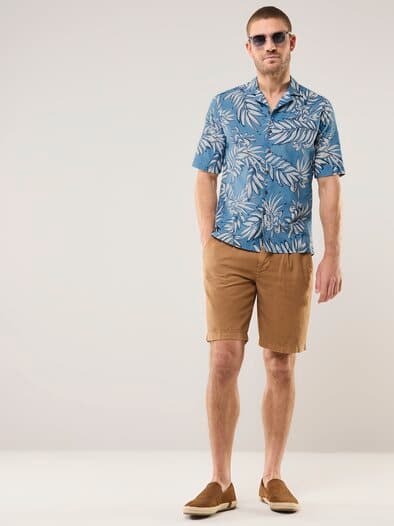 leichtes Reverskragen-Hemd Druck Marine