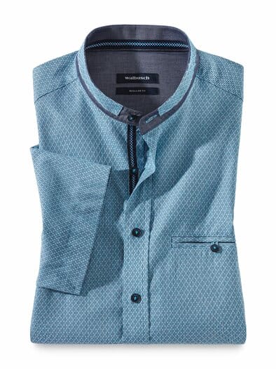 Kurzarm Struktur-Hemd Türkis