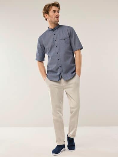 Kurzarm Struktur-Hemd Marine