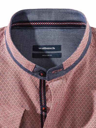 Kurzarm Struktur-Hemd Koralle