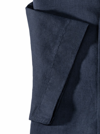 Stehkragen-Leinenhemd Blau