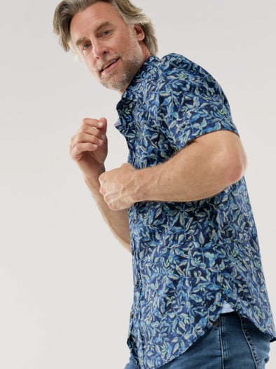 Tropical-Hemd soft & leicht Druck Marine