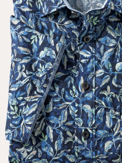 Tropical-Hemd soft & leicht Druck Marine