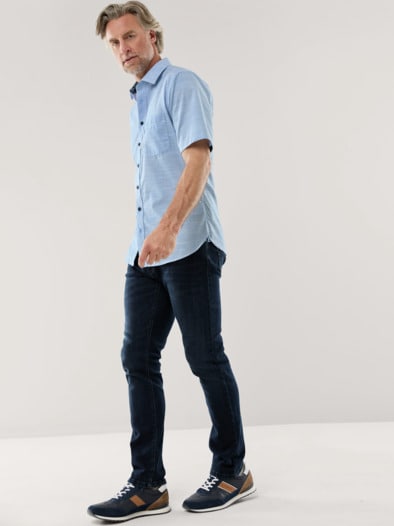 Tropical-Hemd soft & leicht Chambray Blau