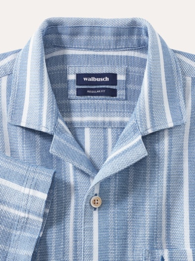 Baumwoll-Hemd Summer Breeze Streifen Bleu