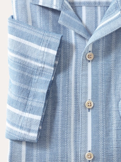Baumwoll-Hemd Summer Breeze Streifen Bleu