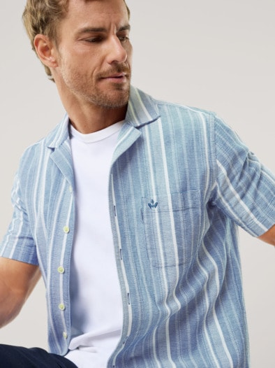 Baumwoll-Hemd Summer Breeze Streifen Bleu