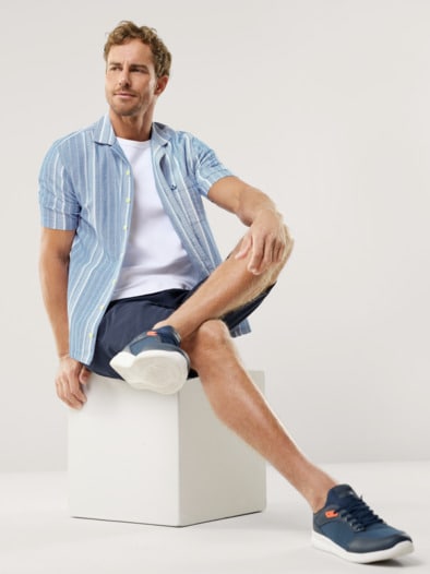 Baumwoll-Hemd Summer Breeze Streifen Bleu