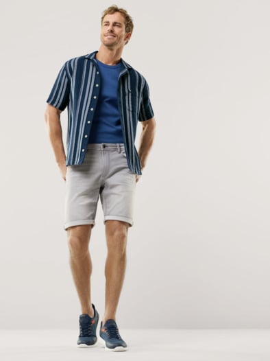 Baumwoll-Hemd Summer Breeze Streifen Marine
