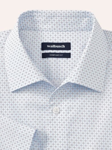 Extraglatt-Hemd Walbusch-Kragen Druck weiss