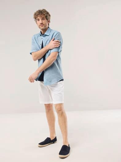 Pures Leinen Hemd Uni Hellblau