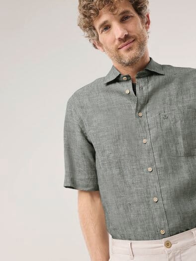 Pures Leinen Hemd Uni Schilf