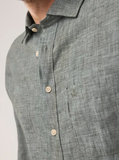 Pures Leinen Hemd Uni Schilf