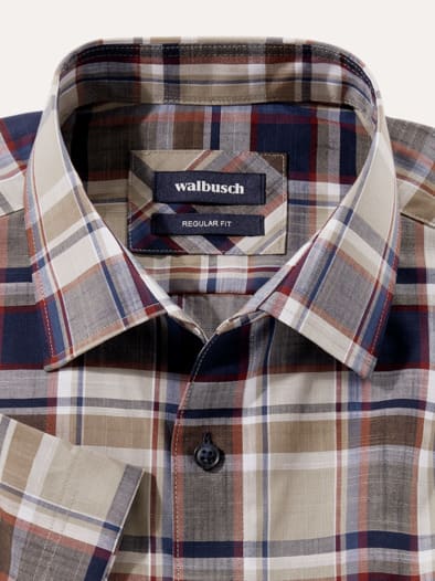 Tropical-Hemd Easycare Karo Natur