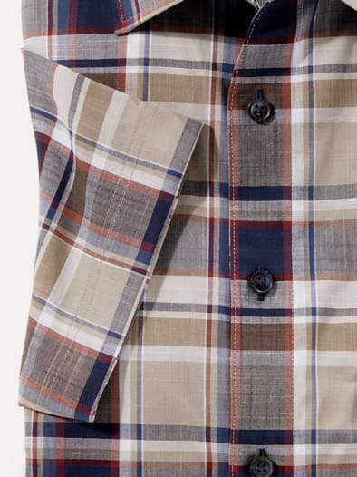 Tropical-Hemd Easycare Karo Natur