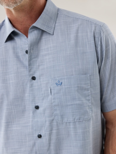 Tropical-Hemd Easycare Minikaro Blau