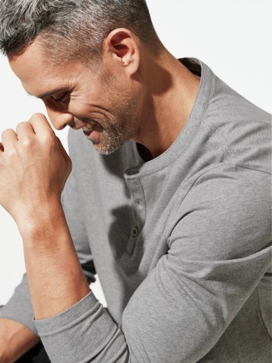 Henley-Shirt Grau meliert