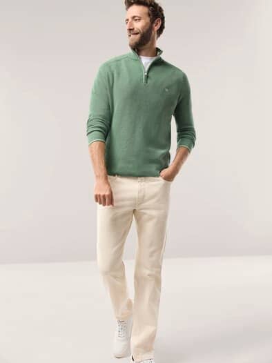 Gerippter Baumwoll-Troyer Pistazie