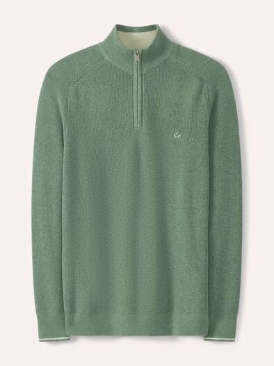 Gerippter Baumwoll-Troyer Pistazie