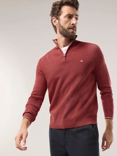 Gerippter Baumwoll-Troyer Rot