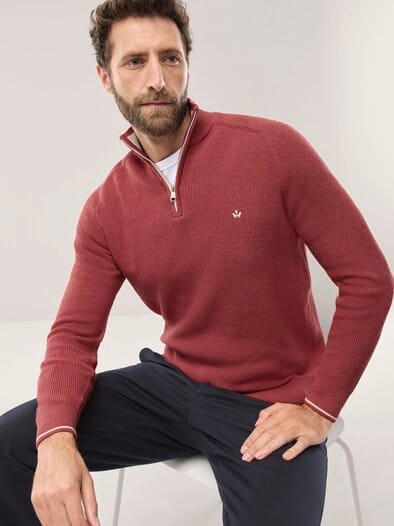 Gerippter Baumwoll-Troyer Rot